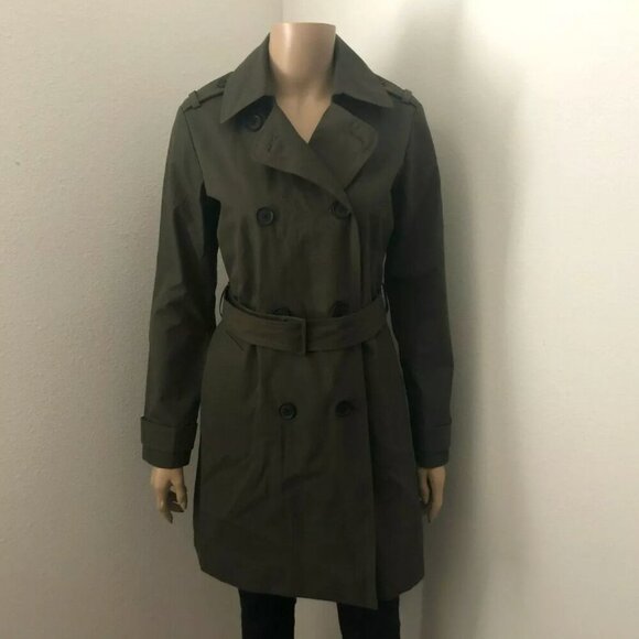 Abercrombie & Fitch Womens Belted Trench Coat Size XS Olive Green - Picture 1 of 6